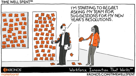 Time Well Spent Cartoon, New Year Resolution, Managers, resolutions, feedback, employee feedback