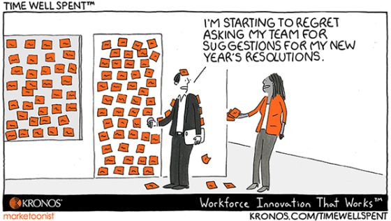 Time Well Spent Cartoon, New Year Resolution, Managers, resolutions, feedback, employee feedback