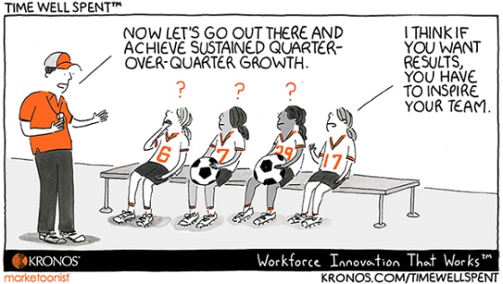 Time Well Spent, cartoon, inspire, coach, employee engagement, Kronos, diversity, workforce, leaders, leadership