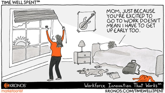 Time Well Spent, cartoon, Kronos, productive, get excited, wellness, employee engagement
