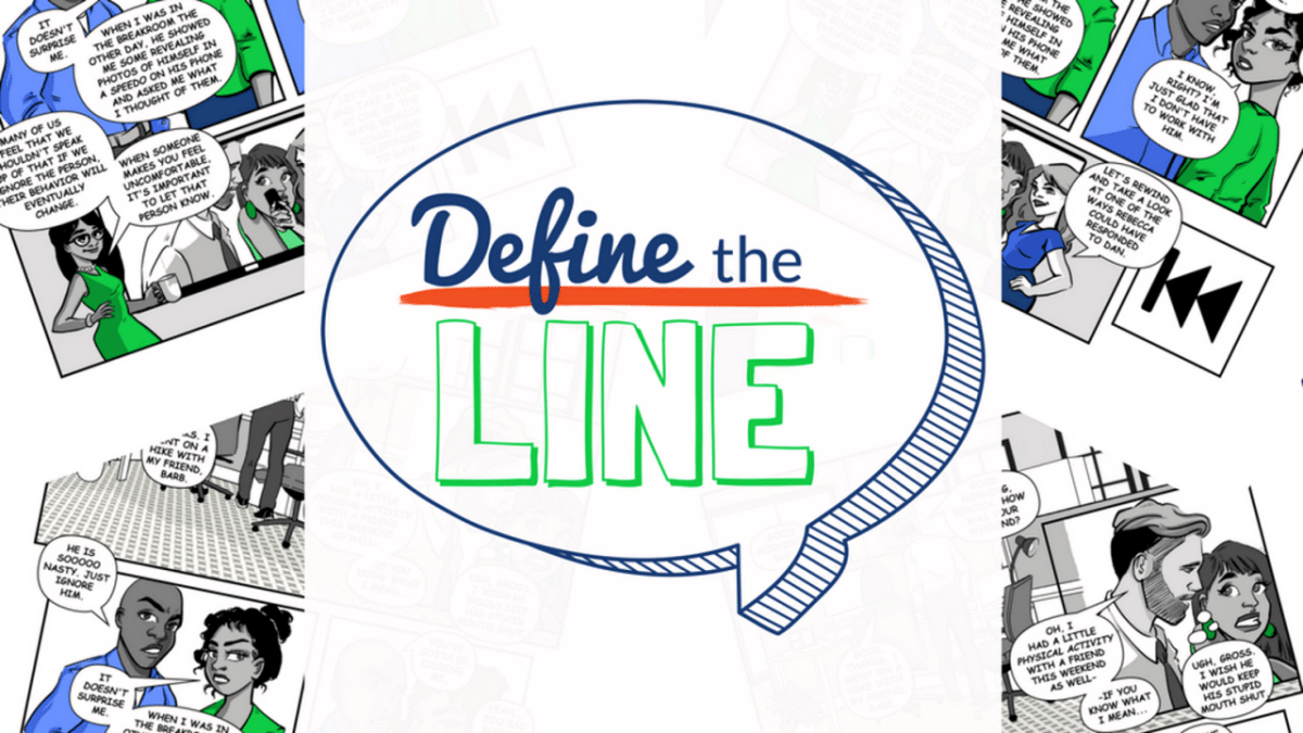 Define the Line Comic, harassment, harassment training, pop culture, employee training