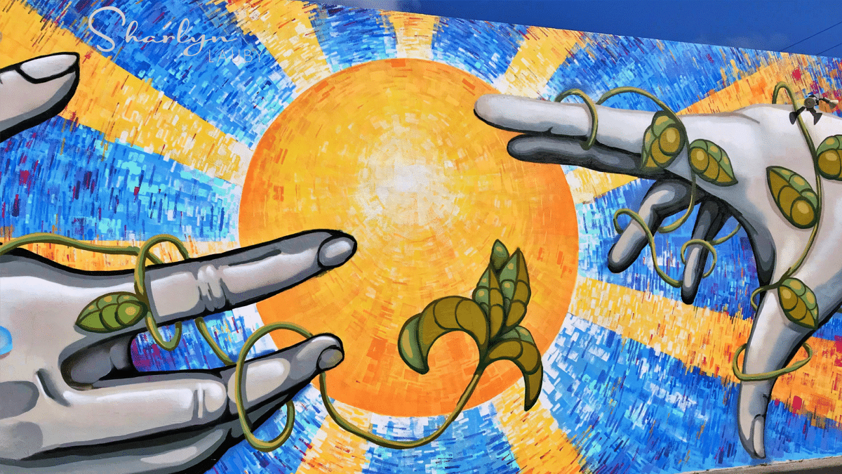 wall art, graffiti, sunshine, mental health, mental health break, wellness