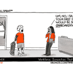Kronos Time Well Spent cartoon about employee onboarding