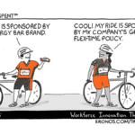 Kronos Time Well Spent cartoon showing the benefits of flextime