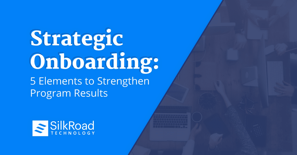 strategic onboarding presentation header slide about 5 elements to strengthen program results