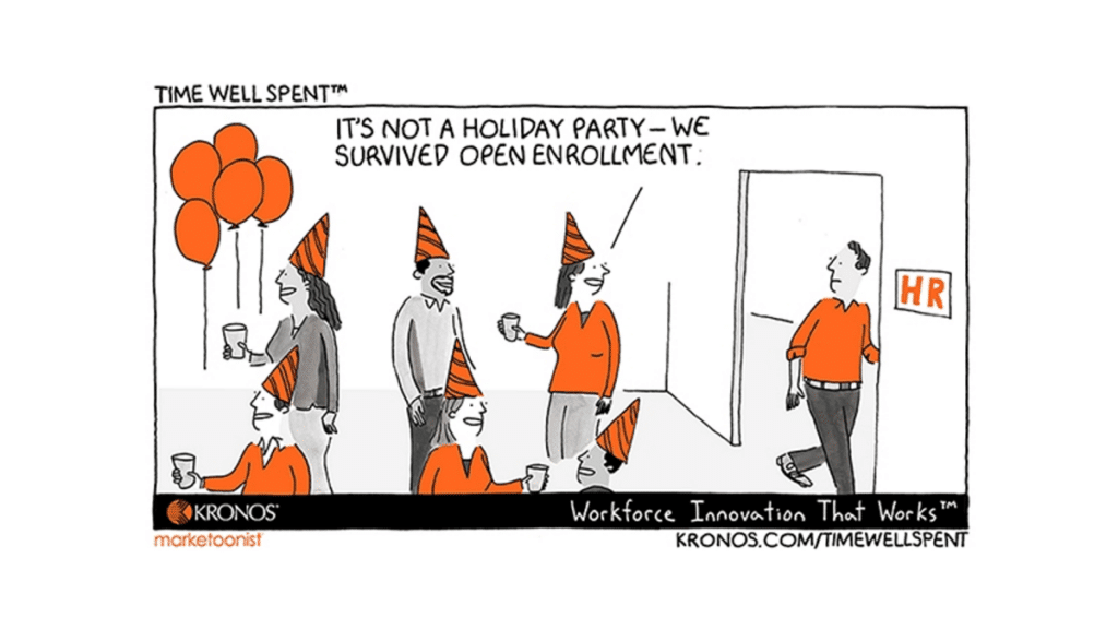 Kronos Time Well Spent cartoon about how to celebrate successes
