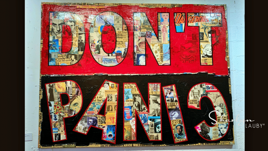 Don't Panic art from Peter Tunney as a message for coronavirus