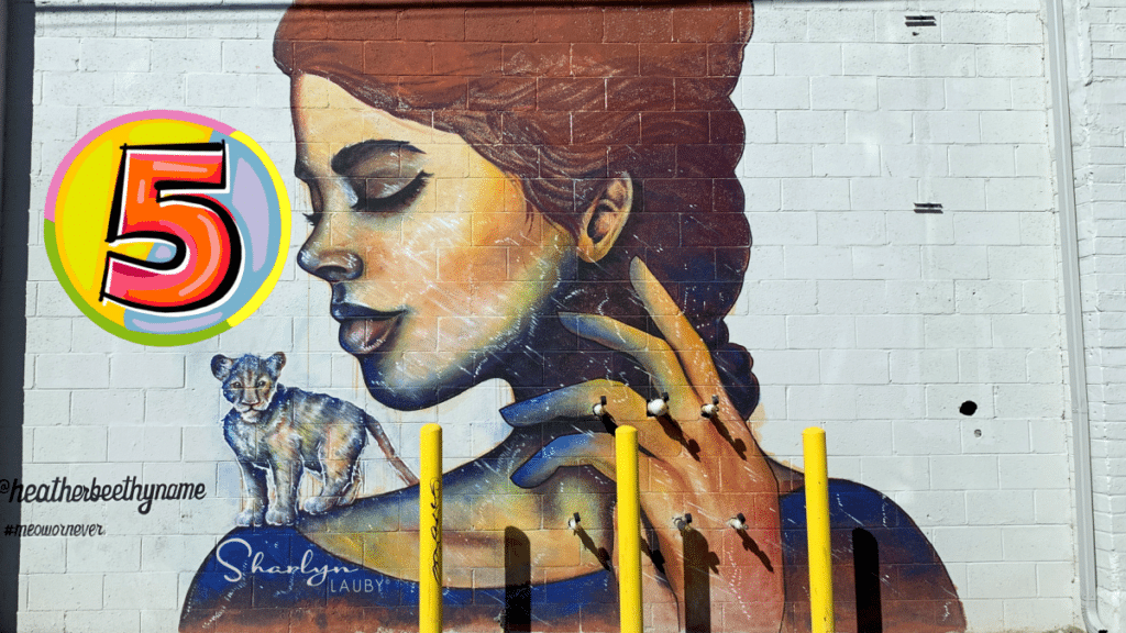 wall art young lady with baby lion on her shoulder looking at 5 HR skills