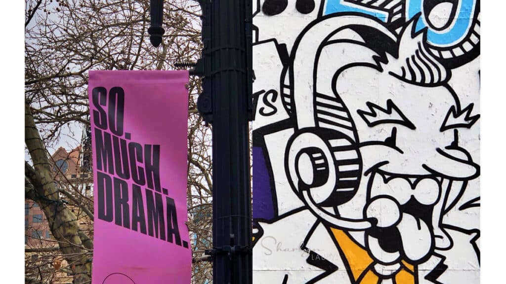 art mural et bannière tellement de drame du patron de l'intimidation