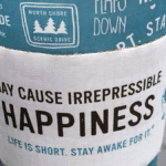 coffee cup saying wellbeing may cause irrepressible happiness
