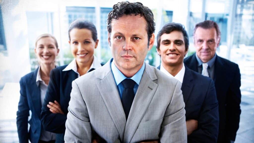 actor Vince Vaughn posing in a stock photo for Unfinished Business about recruitment skills