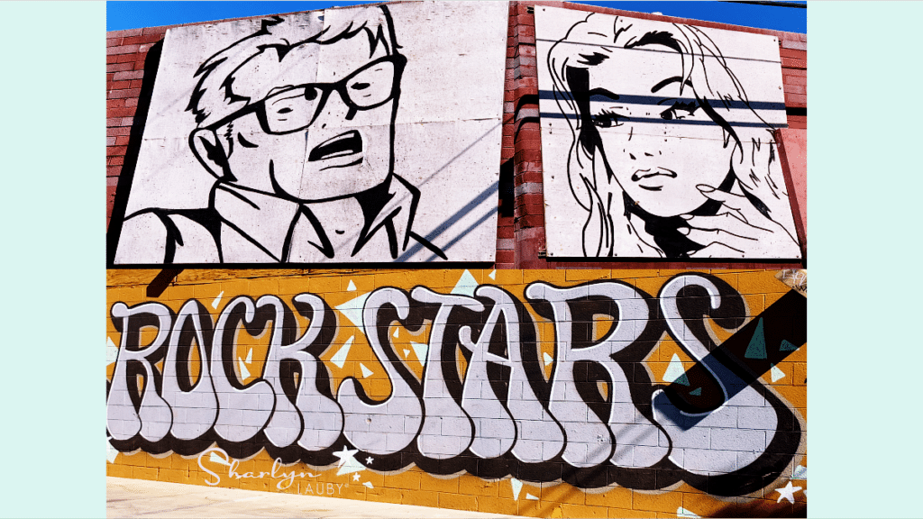 wall art showing male and female contingent workers or consultants as rockstars
