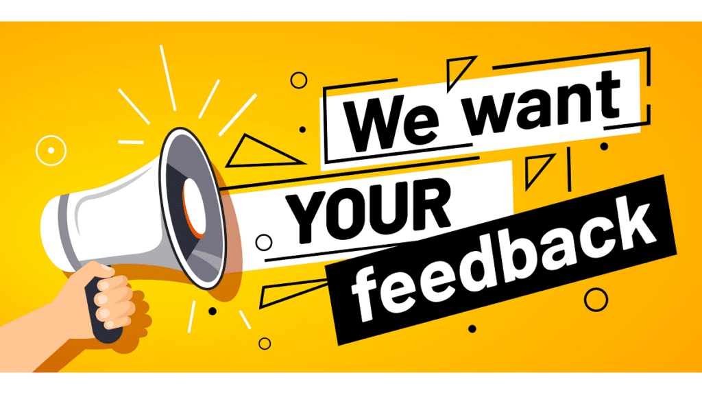 employee surveys image with megaphone saying we want your feedback