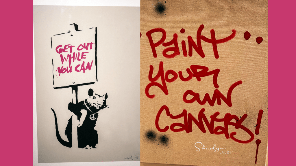 Banksy images paint your own canvas showing job transition