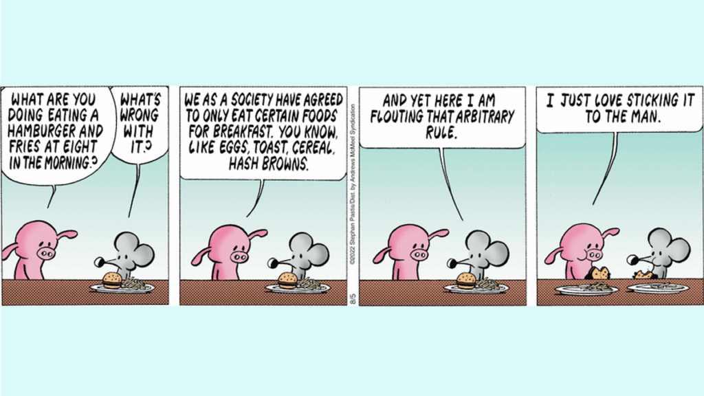 Pearls Before Swine comic strip showing example of Goblin Mode