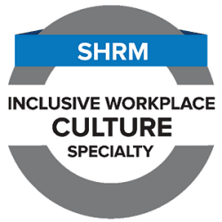 SHRM Inclusive Workplace Culture specialty credential logo for inclusion