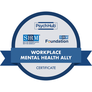 SHRM workplace mental health ally certificate logo