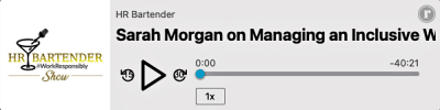 media player Sarah Morgan HR Bartender Show