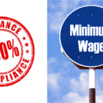 graphic sign minimum wage with 100% compliance
