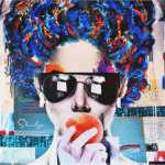 wall art highly stylized artificial intelligence graphic of female wearing sunglasses AI