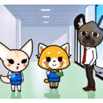 Aggretsuko office team learning in one-on-one meeting