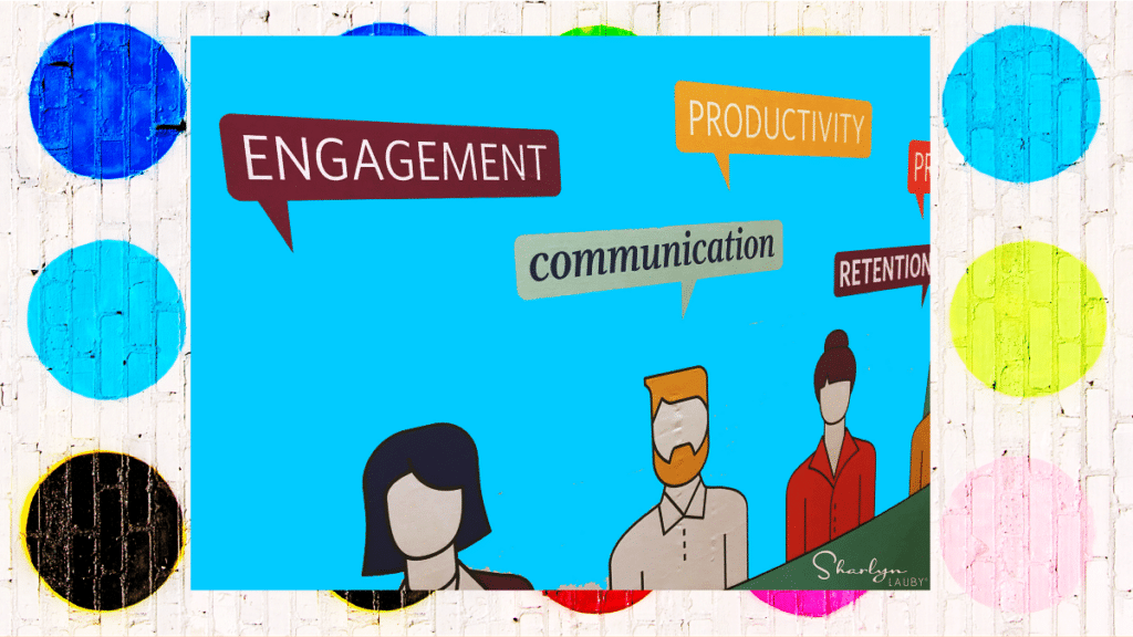 wall art about employee engagement communications and training evaluations