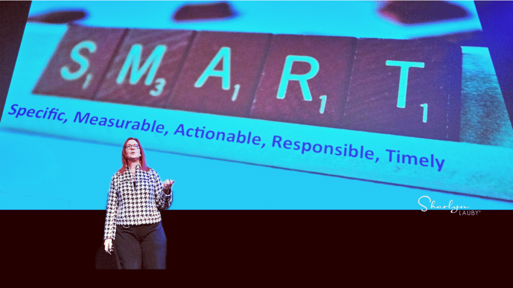 Sharlyn Lauby conference presentation on SMART or SMARTIE plans and goals