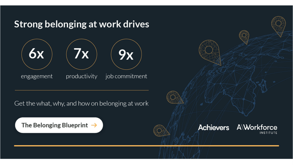 graphic showing belonging statistics from Achievers belonging blueprint