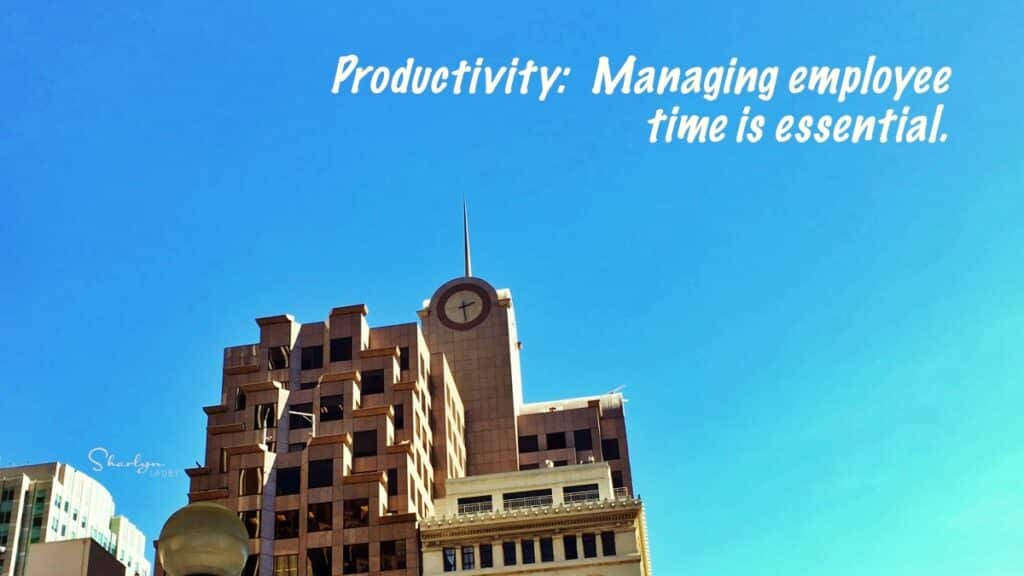 building exterior time clock heading on productivity and time management