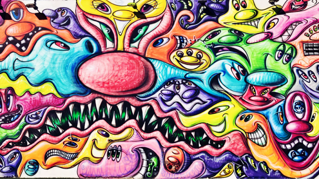 wall art many creative faces representing complicated people