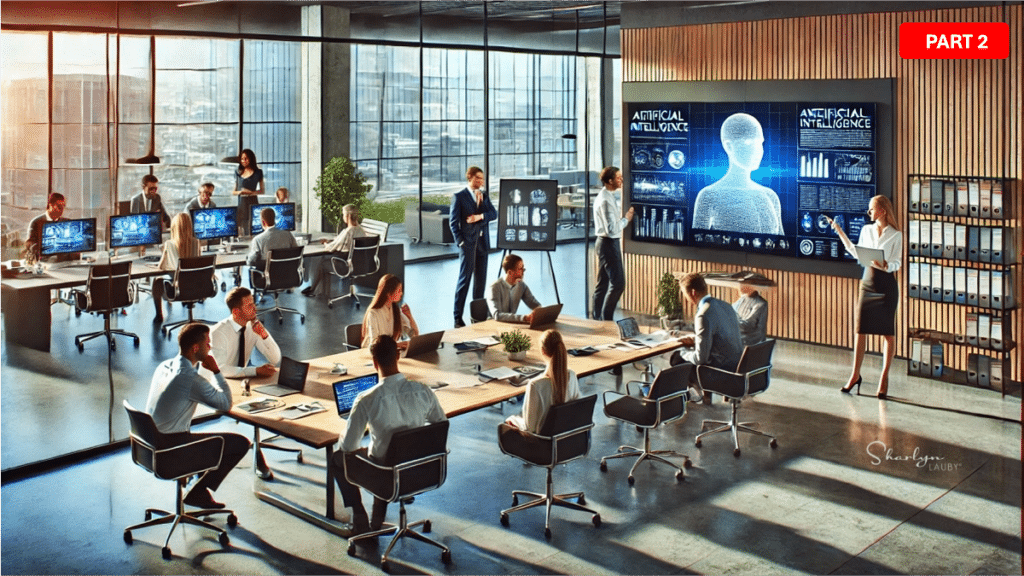 artificial intelligence generated image office workers creating components of AI policy
