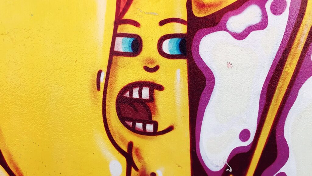 wall art speaking face buzzword