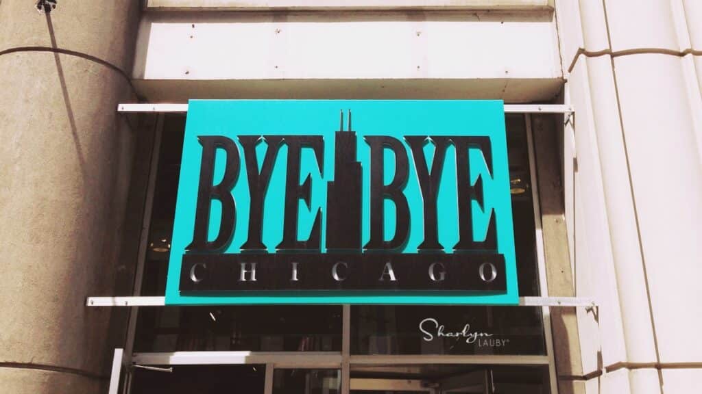 building sign bye bye like resigning from your job