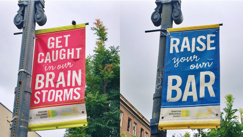 street signs brain storms questions about recruiting strategy meetings