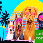 wall art dog teams work together